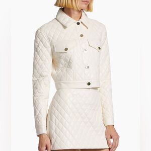 Alice + Olivia Chloe Quilted Faux Leather Jacket szie L